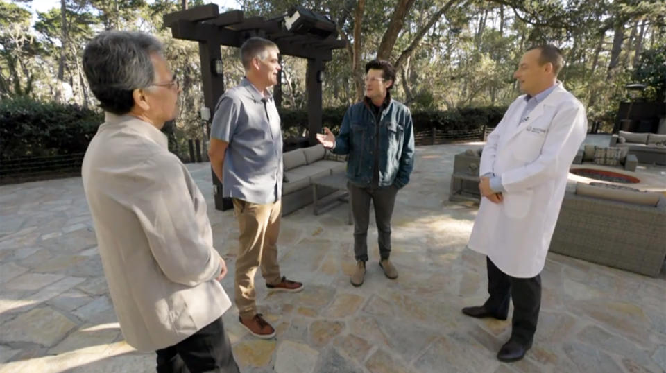 (From left) Greg Gonzales and Michael Heilemann thanked Dr. Steven Lome in person alongside NBC News correspondent Jacob Soboroff  on TODAY after Lome helped save their lives when they went into cardiac arrest at a half marathon last month. (TODAY)