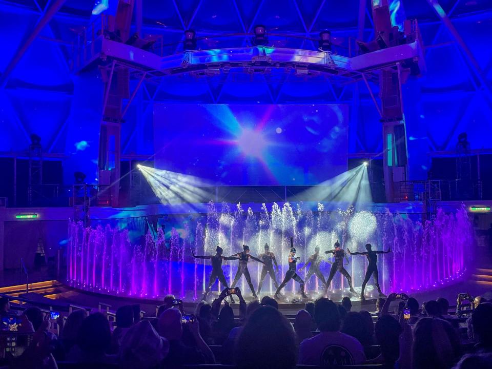 dances during intense show at Boardwalk neighborhood on Royal Caribbean's Wonder of the Seas