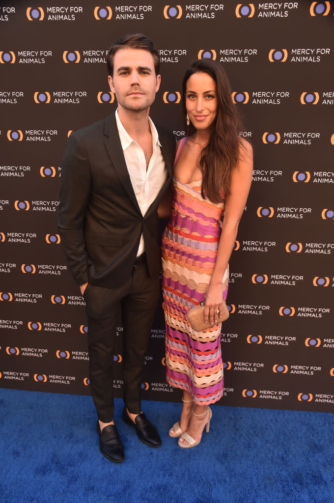 Paul Wesley and Ines de Ramon in 2019, red carpet, Brad Pitt