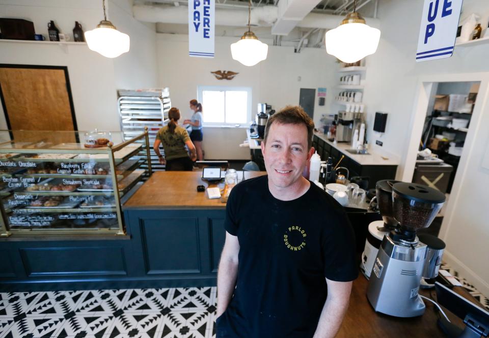 Clint Woods owns the Parlor Doughnuts franchise in Springfield that opened last week on East Battlefield Road in front of Andy B's.