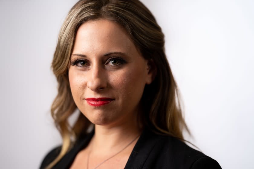 WASHINGTON, DC - FEBRUARY 17: Former Congresswoman Katie Hill poses for a portrait at the loc} on Wednesday, Feb. 17, 2021 in Washington, DC. (Kent Nishimura / Los Angeles Times)