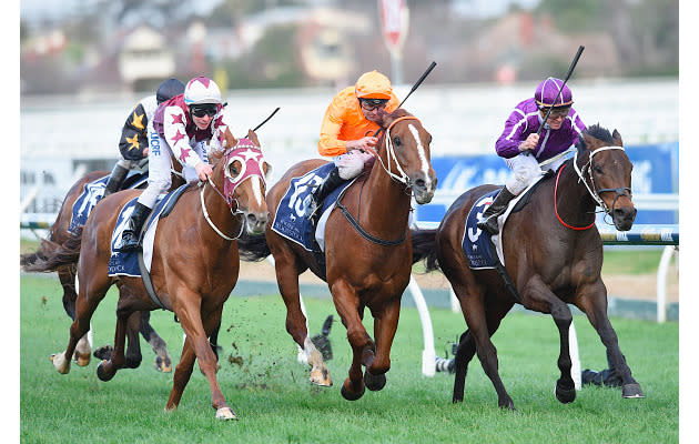 Boban found the quickest way to the finishing line in the Memsie. Jockey Glyn Schofield switched Boban to the inside to defeat Entirely Platinum and Stratum Star.