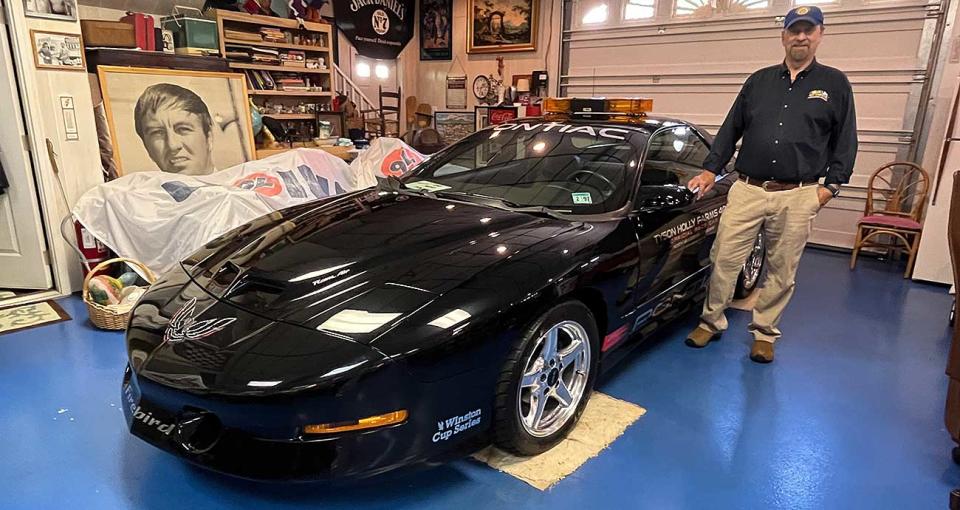 Mike Staley and his vintage Pontiac Firebird pace car from North Wilkesboro Speedway