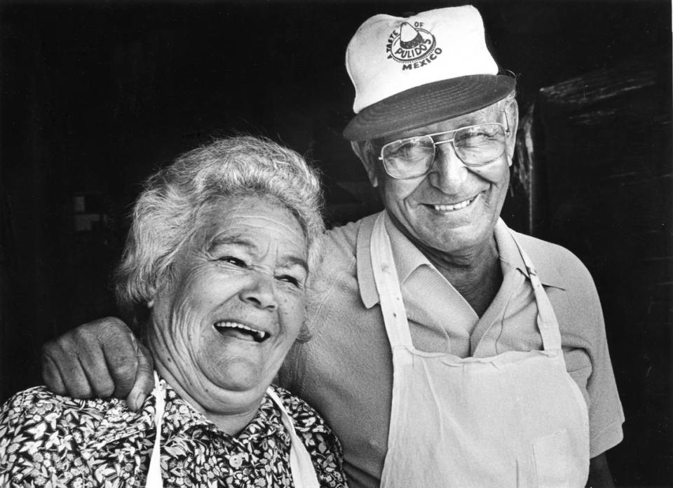 July 3, 1982: Dionicia and Pedro Pulido, owners of Pulido’s Mexican Restaurant, still open at 2900 Pulido St..