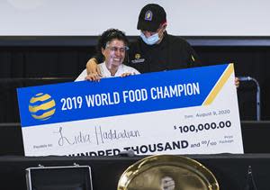 Moments after Lidia was crowned the new World Food Champion.