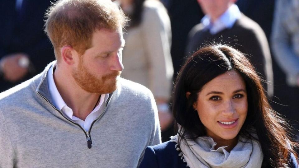 Prince Harry, Duke of Sussex (left) and his wife, Meghan Markle, Duchess of Sussex (right), visit a Morocco boarding house in Feb. 2019 on a three-day visit to the country. (Photo by Tim Rooke – Pool/Getty Images)