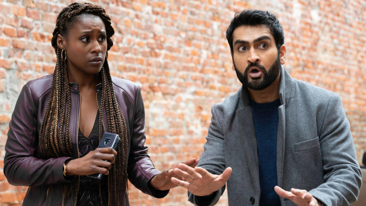 Kumail Nanjiani and Leilani Issa Rae in a still from The Lovebirds. 