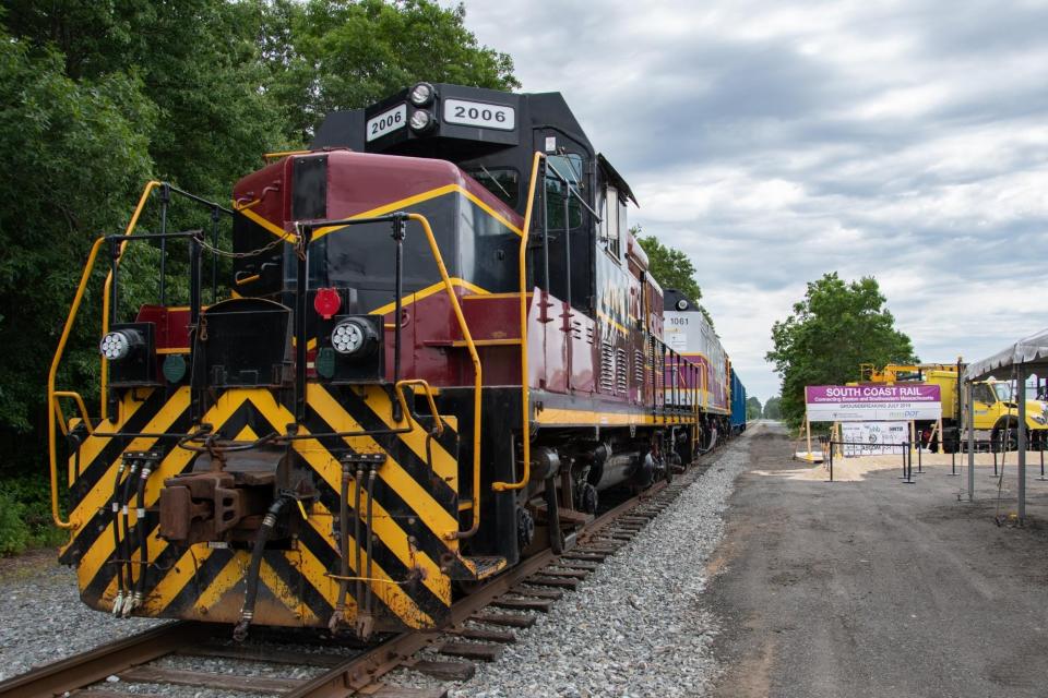 Ground was broken in July 2019 in Freetown for the five-year, $8 billion South Coast Rail project to bring commuter rail from Boston to Taunton, Fall River and New Bedford. [MBTA file photo]