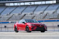 <p>The 2020 Toyota Camry TRD represents a fairly legitimate performance-oriented upgrade over Toyota's lesser six-cylinder mid-size family sedans. Read the full story <a href="https://www.caranddriver.com/reviews/a28957090/2020-toyota-camry-trd-drive/" rel="nofollow noopener" target="_blank" data-ylk="slk:here;elm:context_link;itc:0;sec:content-canvas" class="link ">here</a>.</p>