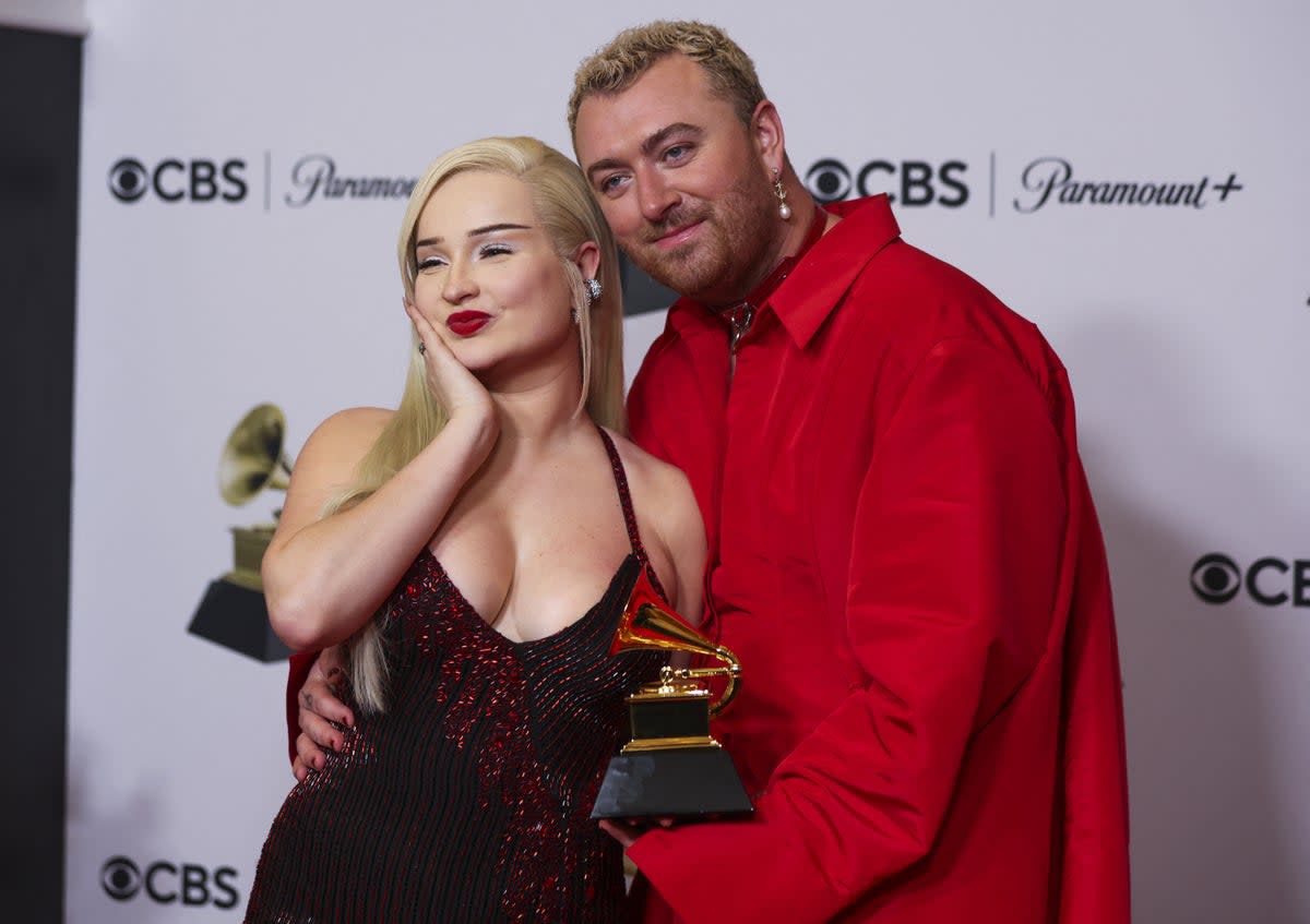 Sam Smith and Kim Petras with their Grammy Awards  (REUTERS)