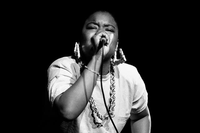 <p>Raymond Boyd/Getty</p> Roxanne Shanté performs at the Regal Theater in Chicago in 1988