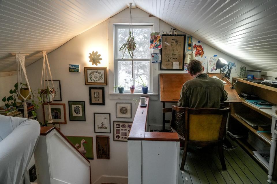 Will Henry in his upstairs studio.