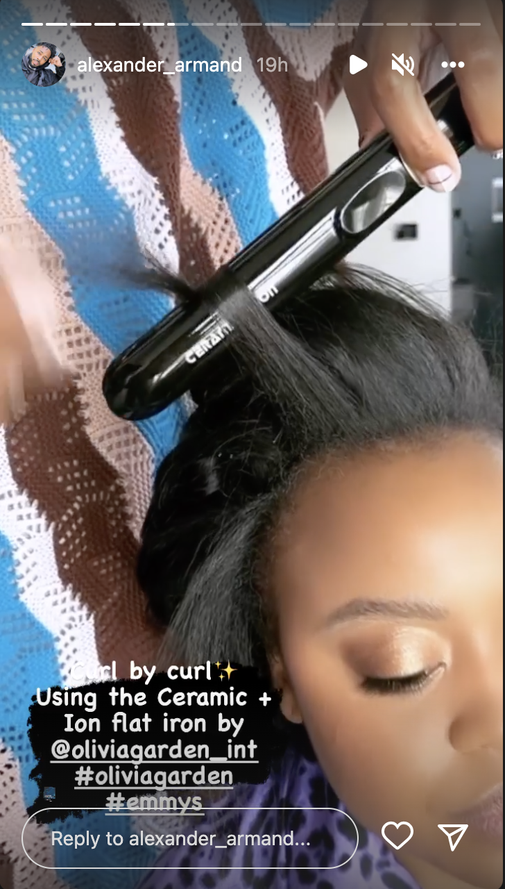 Quinta Brunson getting her hair done in Alexander Armand's Instagram story