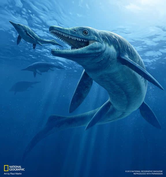The giant ichthyosaur ruled the oceans some 244 million years ago. Here's what it may have looked like seizing a meaty snack.
