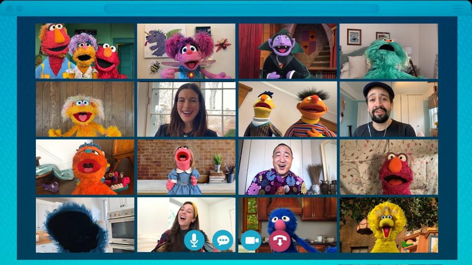 Elmo and his friends met up during a virtual playdate on April 14.  (Photo: Courtesy of WarnerMedia)