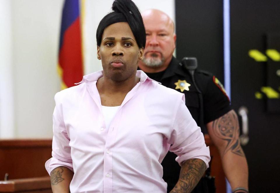 Timothy Huff is escorted back into the courtroom for the sentencing phase of the trial after being found guilty of capital murder in the 2018 shooting death of Fort Worth police Officer Garrett Hull on Monday, June 27, 2022, in Fort Worth.