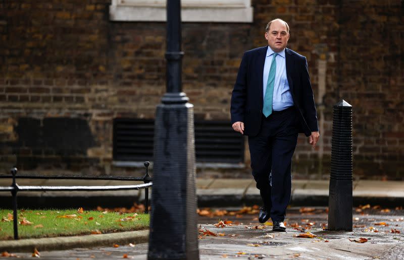 Britain's Defence Secretary Ben Wallace arrives at Downing Street in London