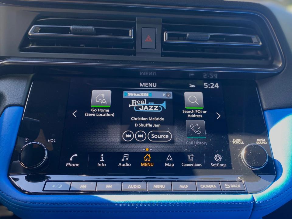 The 9-inch touchscreen on the front dash of a 2024 Nissan Z.