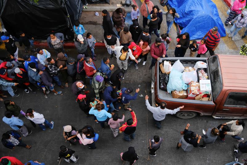 Makeshift camp of migrants in Tijuana