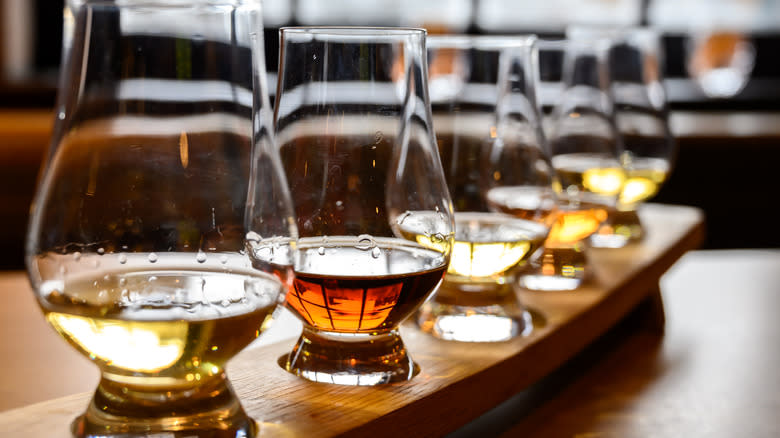 flight of various bourbons