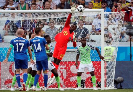 Soccer Football - World Cup - Group D - Nigeria vs Iceland - Volgograd Arena, Volgograd, Russia - June 22, 2018 Nigeria's Francis Uzoho in action REUTERS/Jorge Silva