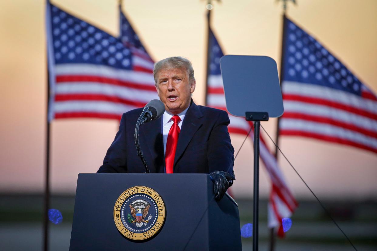 <p>Donald Trump, pictured at a rally on Friday, has declared 1 November a 'day of remembrance for those killed by illegal aliens’</p> (AP)