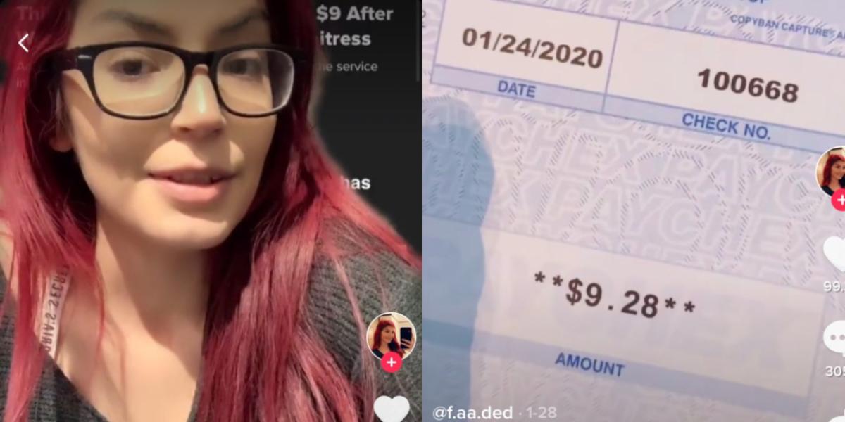 A Bartender Posted Her Paycheck Showing She Made Only 928 For 70 0590