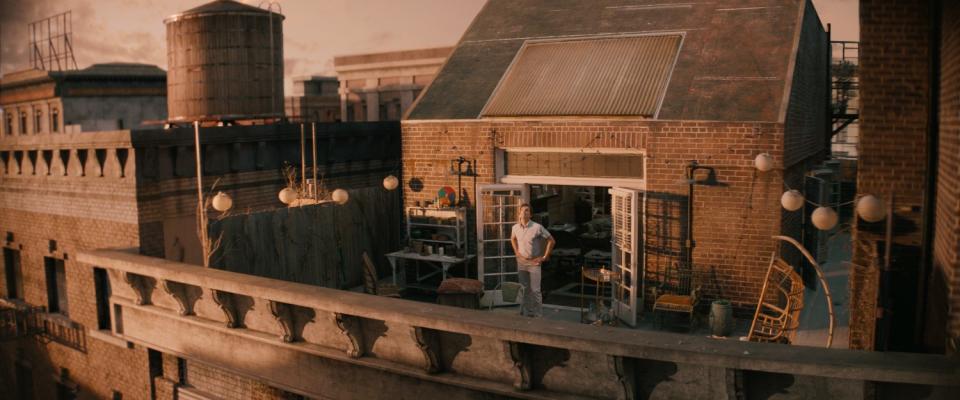 Matt Bomer on the terrace in "The Boys in the Band."