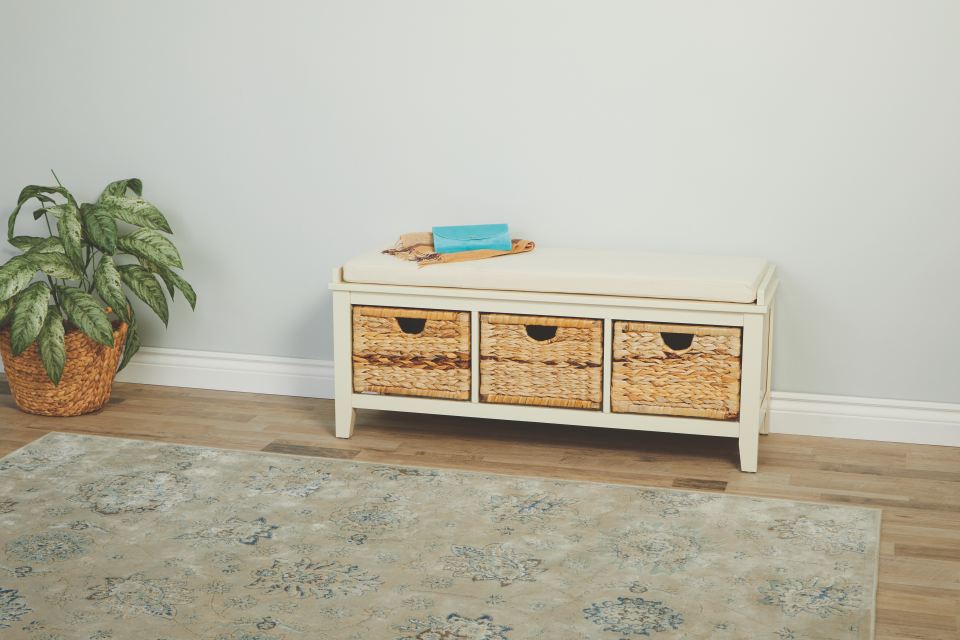 Shoe storage bench for entryway and front hall