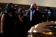 Martin Luther King III are seen during a memorial service for George Floyd following his death in Minneapolis police custody, in Minneapolis