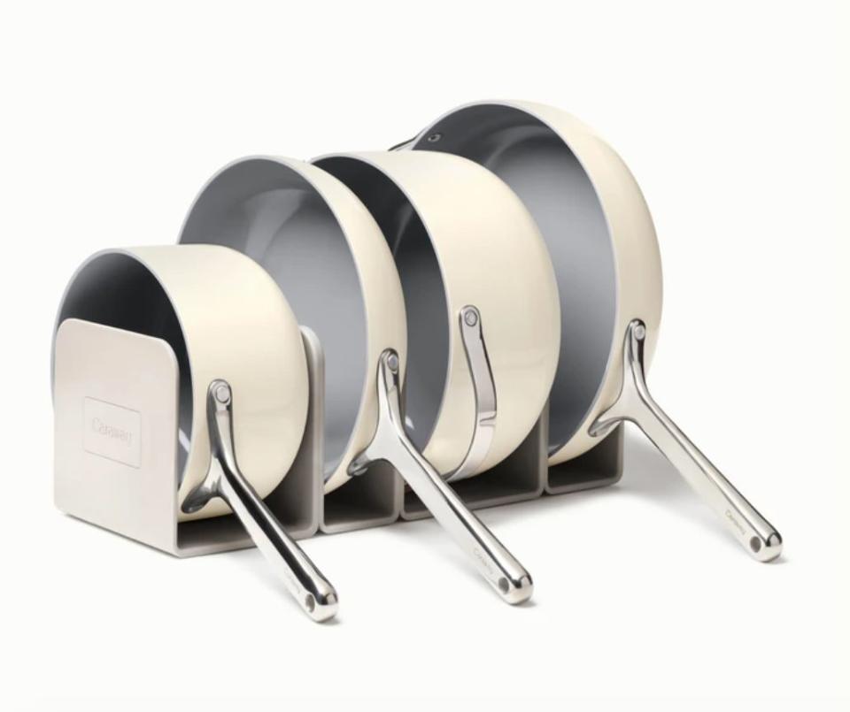 This ceramic-coated cookware set from <a href="https://fave.co/3nF3uXQ" target="_blank" rel="noopener noreferrer">Caraway</a> might be pricey but, with over 5,000 reviews, it just be worth it for the cook you know. The set includes a sauce pan, saut&eacute; pan, fry pan and Dutch oven, along with storage to put everything in its place. <a href="https://fave.co/2KhyoqQ" target="_blank" rel="noopener noreferrer">Find the set for $395 at Caraway</a>.