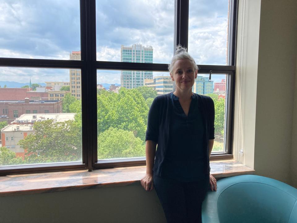 Emily Ball, the city's homeless strategy division manager, poses for a portrait in City Hall on July 13, 2023.