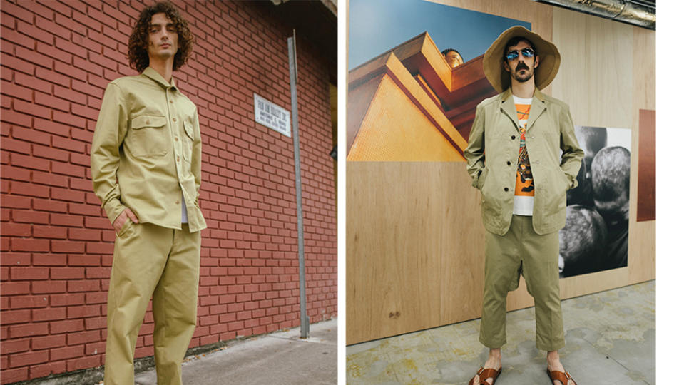 A look from Dickies’ 100th anniversary collection and Junya Watanabe’s take on utility for spring 2022. - Credit: Dickies, Junya Watanabe