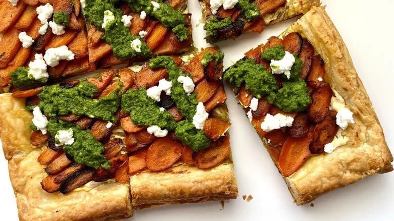 tart with carrots and pesto