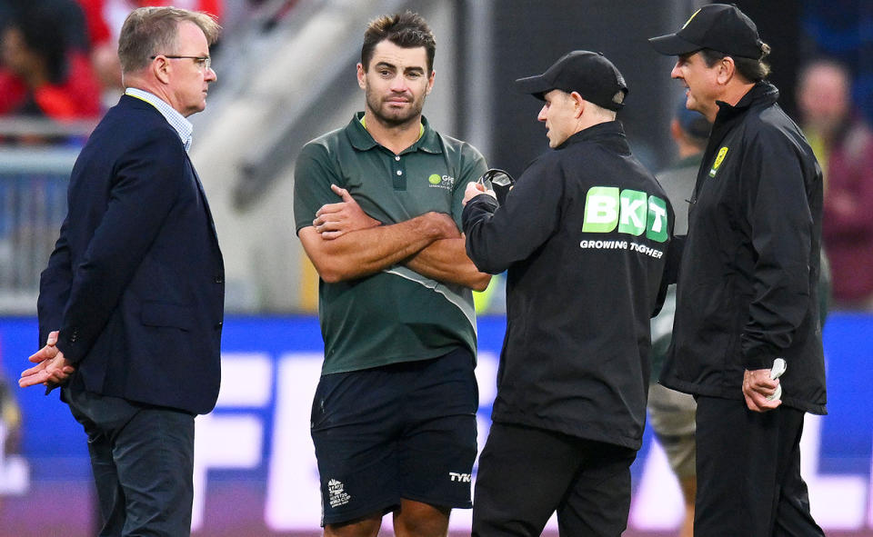 Match officials and ground staff, pictured here during the Renegades and Scorchers clash in the BBL.