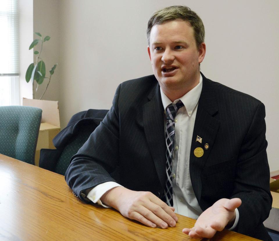 In this Feb. 23, 2014, file photo Jason Ravnsborg speaks in Sioux Falls, S.D. South Dakota Attorney General Jason Ravnsborg reported hitting a deer with his car on Saturday night but actually killed a pedestrian whose body was not found until the next day.