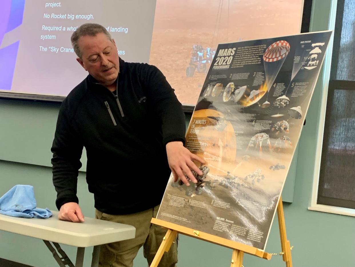Canal Fulton native Tim Schlernitzauer was part of the Timken Co. team that designed the specialized bearings for the landing gear of the Mars Science Laboratory’s Curiosity rover, which landed on Mars in 2012. He shared his experiences Saturday at the Canal Fulton Public Library.