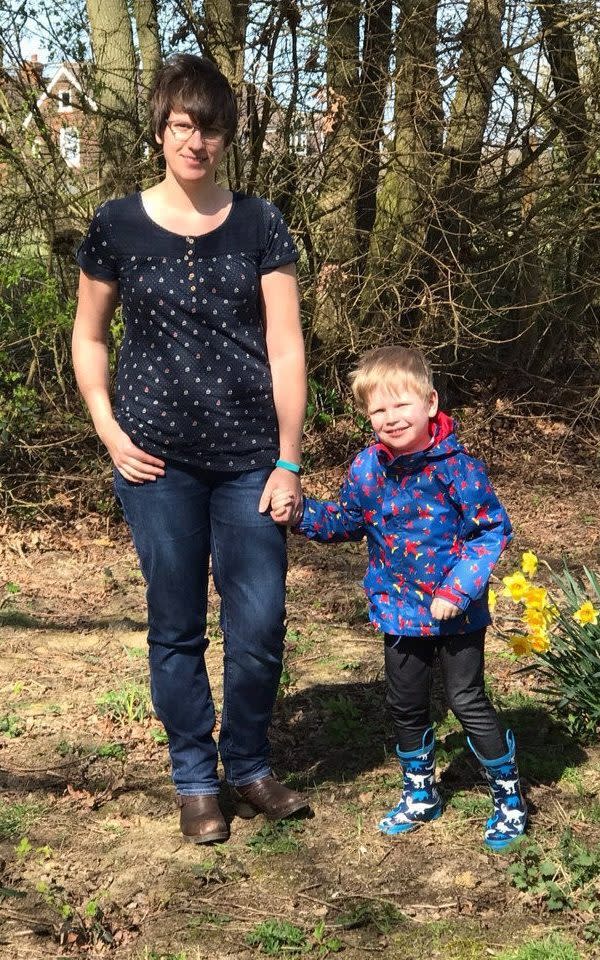 Lucy Austin and her son Josh were delighted when a wallaby appeared near their home - Credit: KMG / SWNS.com