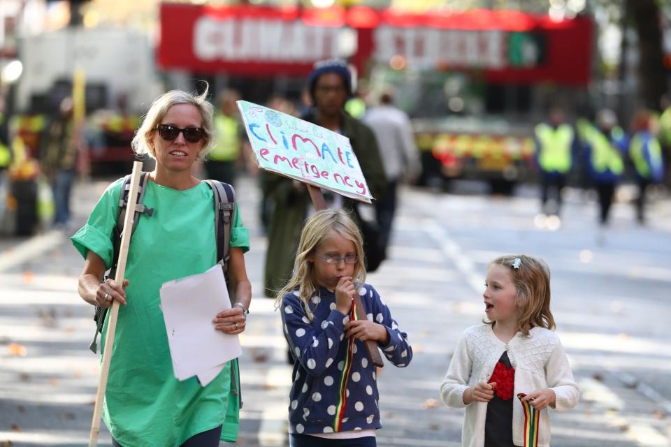 Protesters begin to gather ahead of the UK Student Climate Network's Global Climate Strike in London. (PA)