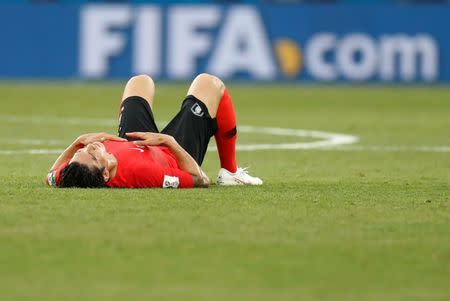 Soccer Football - World Cup - Group F - South Korea vs Mexico - Rostov Arena, Rostov-on-Don, Russia - June 23, 2018 South Korea's Lee Yong looks dejected after the match REUTERS/Damir Sagolj