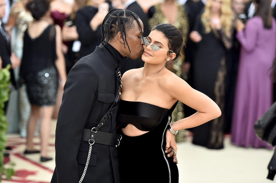 Travis Scott and Kylie Jenner attend the 2018 Met Gala.  (Theo Wargo via Getty Images)