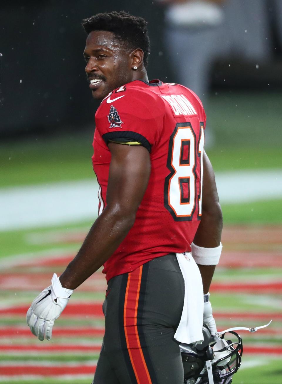 Tampa Bay Buccaneers wide receiver Antonio Brown (81) before the game at Raymond James Stadium.