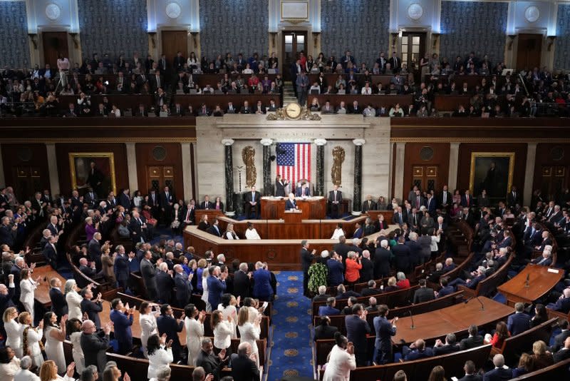 President Joe Biden delivers the annual State of the Union speech to a joint session of Congress at the U.S. Capitol in Washington DC on Thursday, March 7, 2024. Photo by Pat Benic/UPI