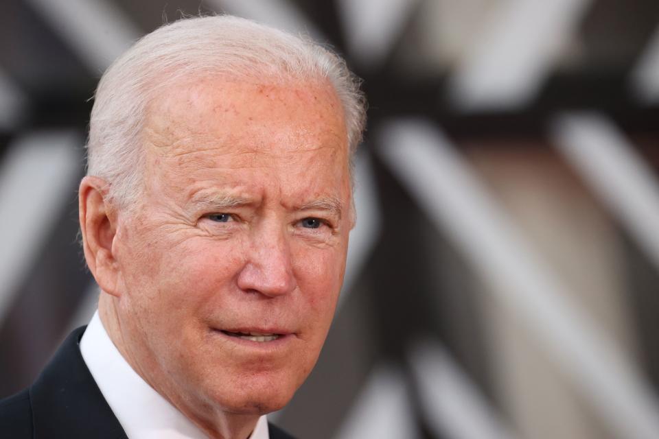 US President Joe Biden arrives for an EU - US summit at the European Union headquarters in Brussels on June 15, 2021. (Photo by KENZO TRIBOUILLARD / AFP) (Photo by KENZO TRIBOUILLARD/AFP via Getty Images)