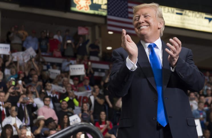 President Donald Trump speaks during a 