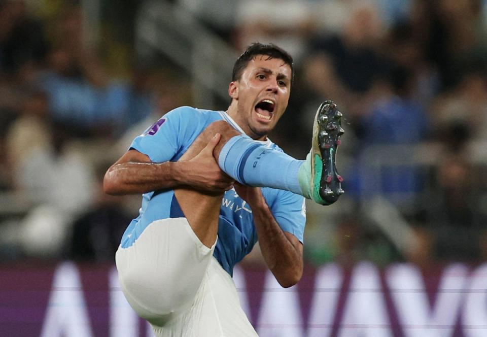 Concern: Rodri was injured towards the end of the game (REUTERS)