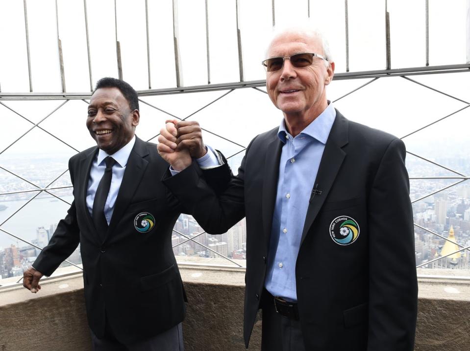 Pele and Franz Beckenbauer were team-mates at the New York Cosmos (AFP via Getty Images)