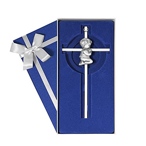 11) Baby Wall Cross Baptism Gifts for Boys, 7-inch Silver blessing Boy Baptism Crosses for First Holy Communion Christening and Dedication Baptismal Gifts from Godparents