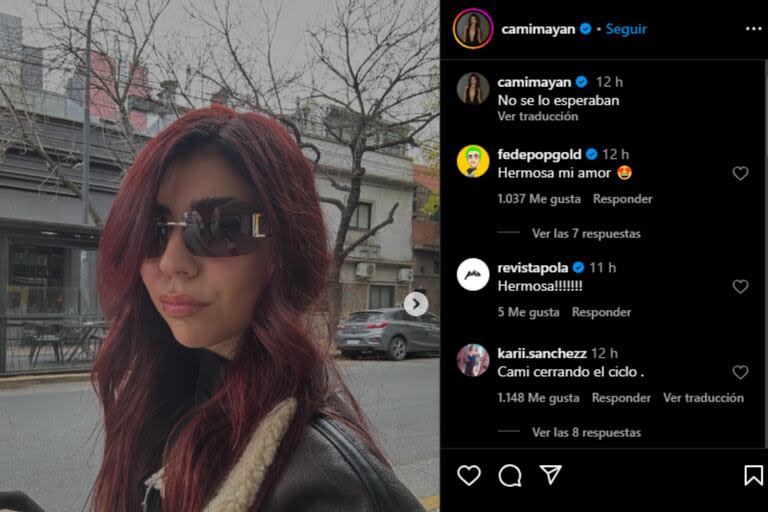 Cami Mayan sorprendió al teñirse el pelo de colorado (Foto: Instagram @camimayan)