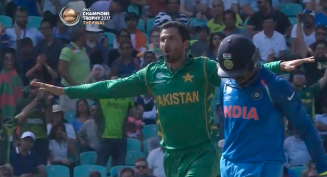 Khan celebrates his wicket. Pic: Fox Sports